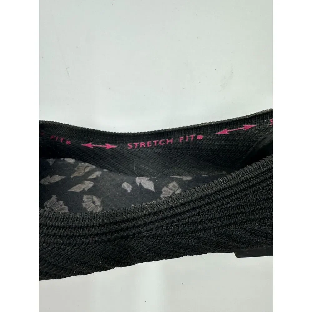 Skechers Flats Casey Ballet Flats Stretch Fit Ribbed Shoes Round Toe Sz 7 Black